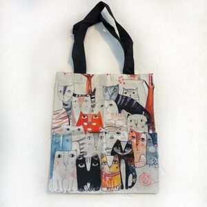 NWOT Set of Colorful Cat Print Tote Bag